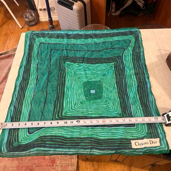 Vintage Blue and Green Dior Scarf - Picture 2 of 4